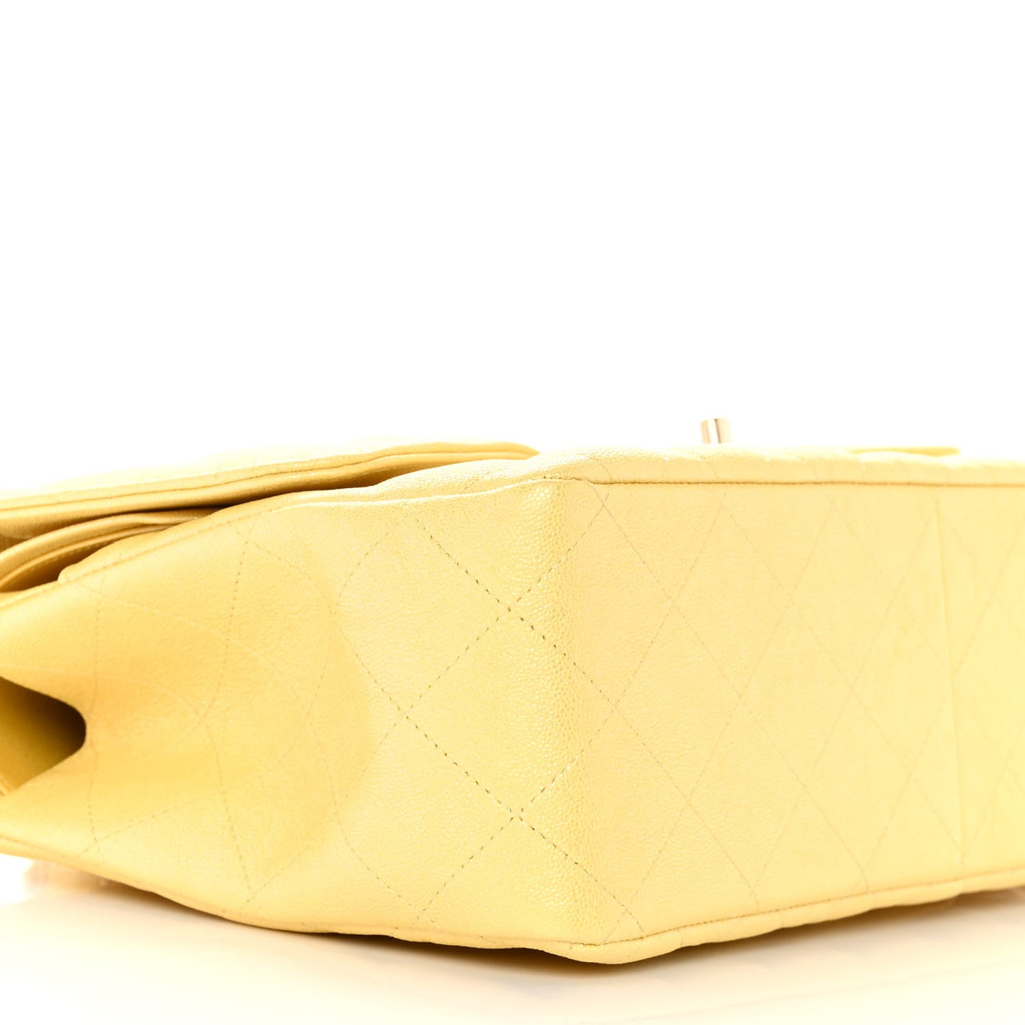 Iridescent Caviar Quilted Jumbo Double Flap Jaune Yellow