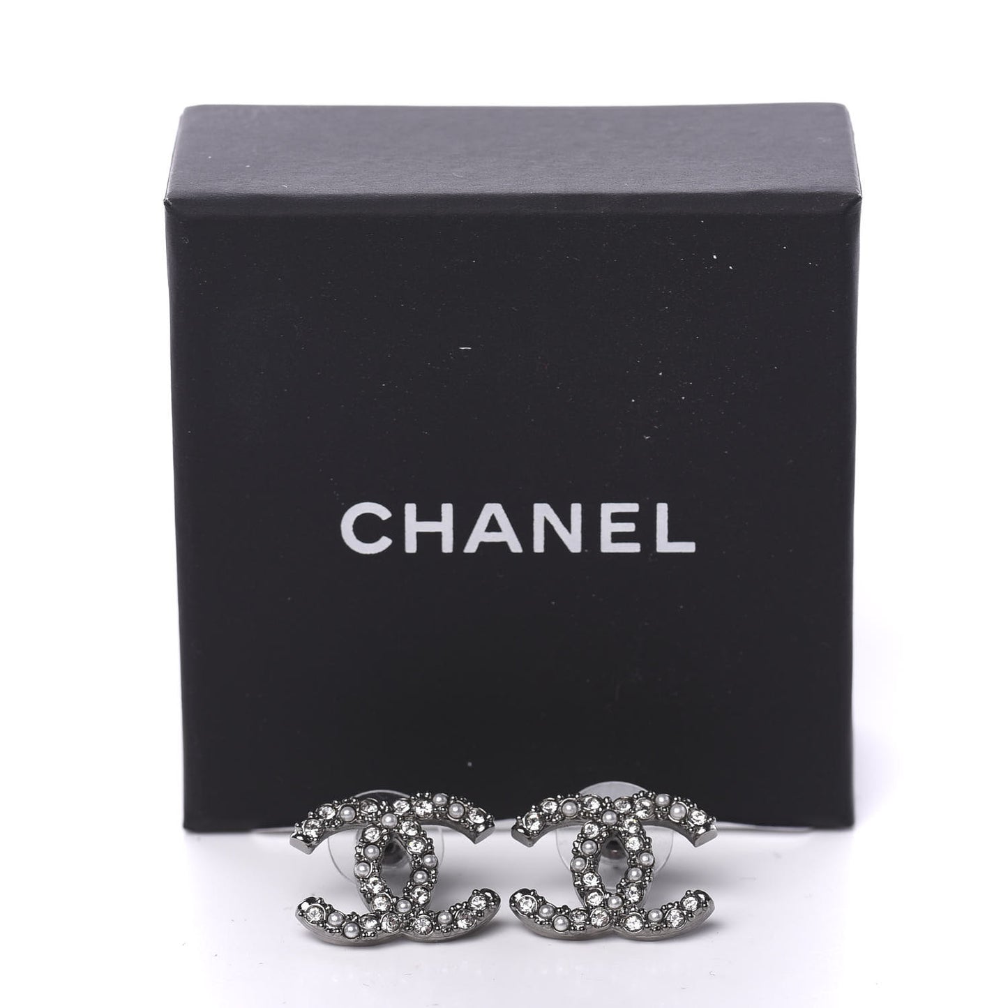 Ruthenium Crystal Pearl Caviar Earrings