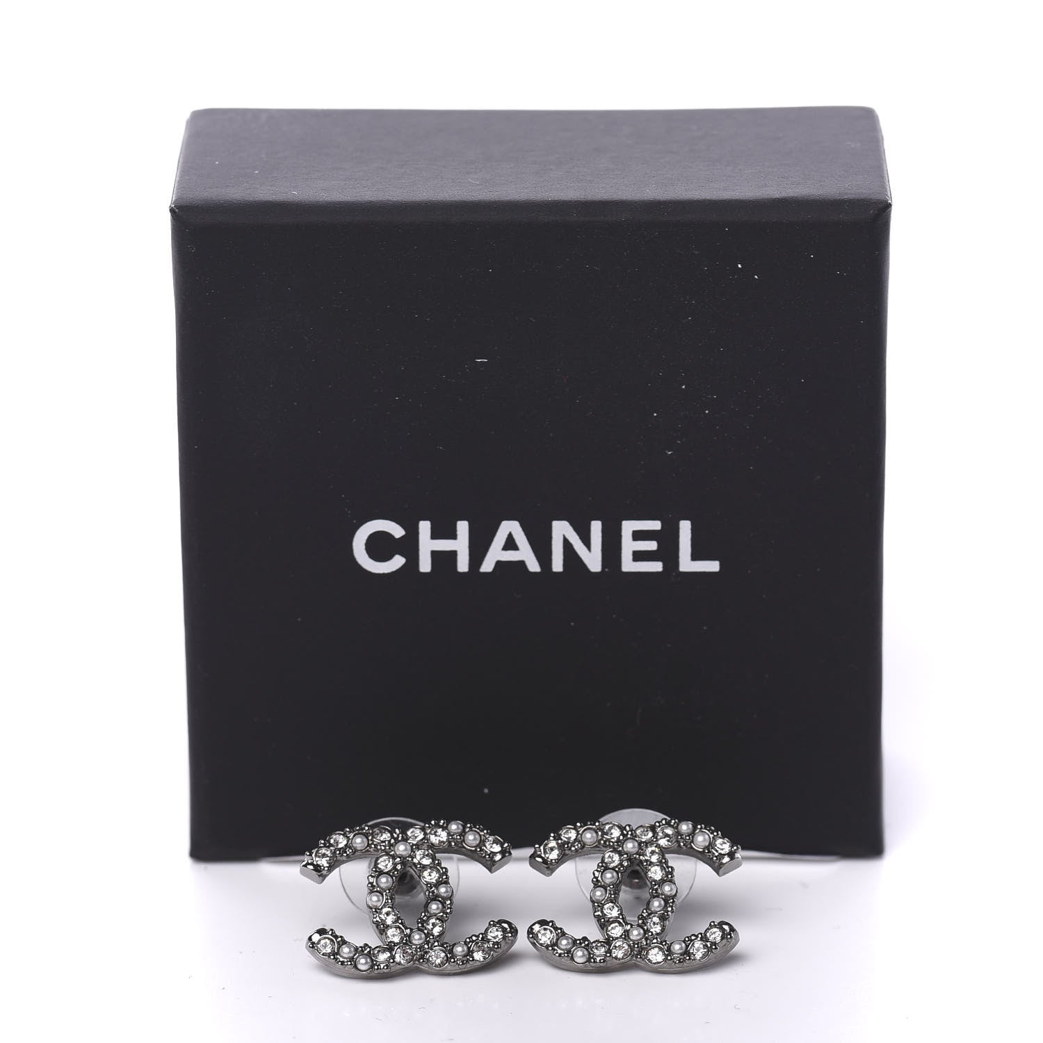 Chanel Ruthenium Crystal Pearl Caviar Earrings 5 of 5