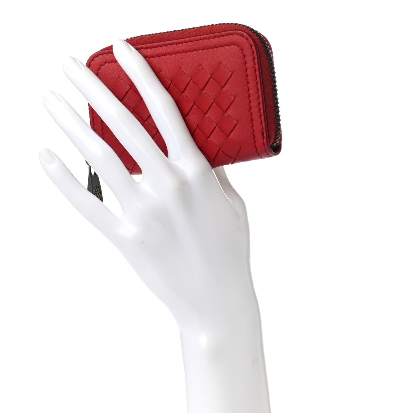 Nappa Intrecciato Zip Around Coin Purse Red