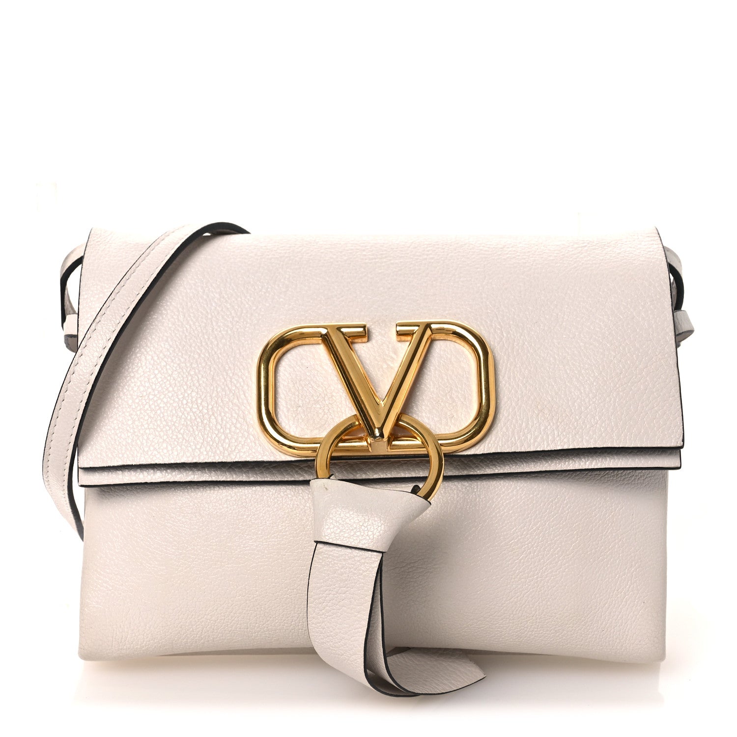 Valentino Garavani Calfskin Small VRing Crossbody Bag Ivory 1 of 11