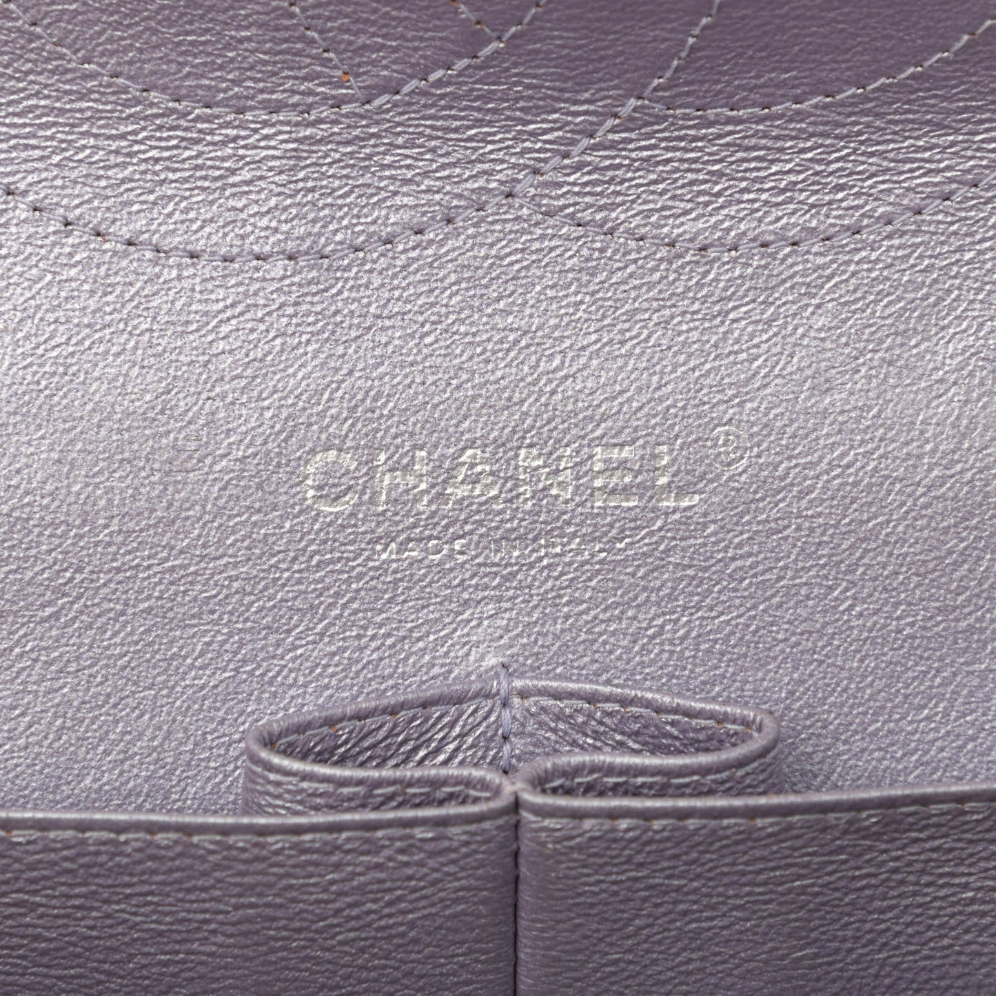 Metallic Lambskin Quilted Jumbo Double Flap Light Purple