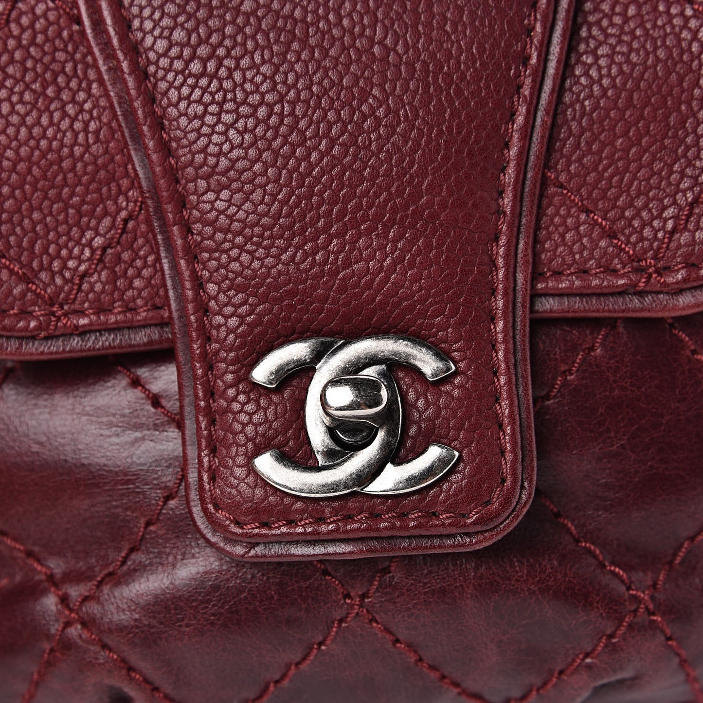 Caviar Aged Calfskin Mini Bubble Graphic Messenger Bag Dark Red