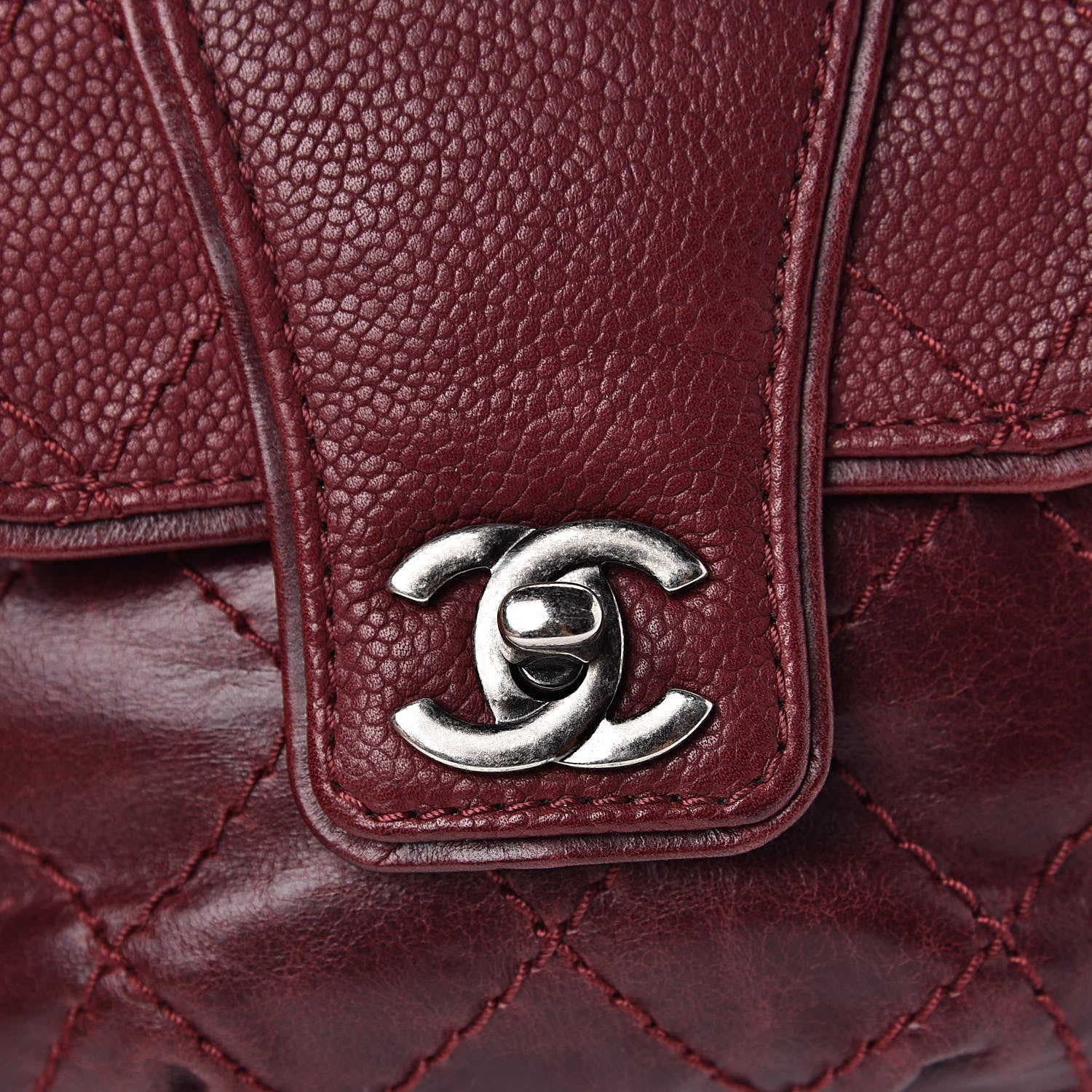Chanel Caviar Aged Calfskin Mini Bubble Graphic Messenger Bag Dark Red 10 of 11