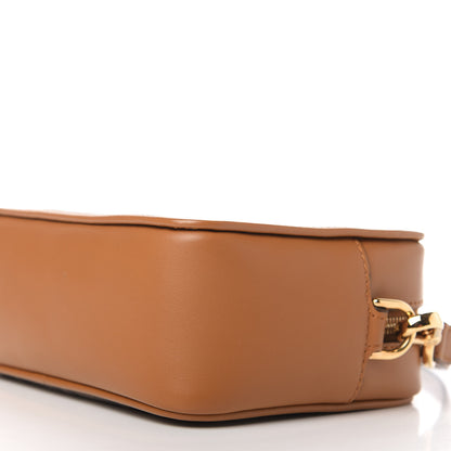 Fendi Glazed Fabric Vitello Century FF 1974 Stamp Patch Mini Camera Case Mogano Panna Caramello 7 of 11