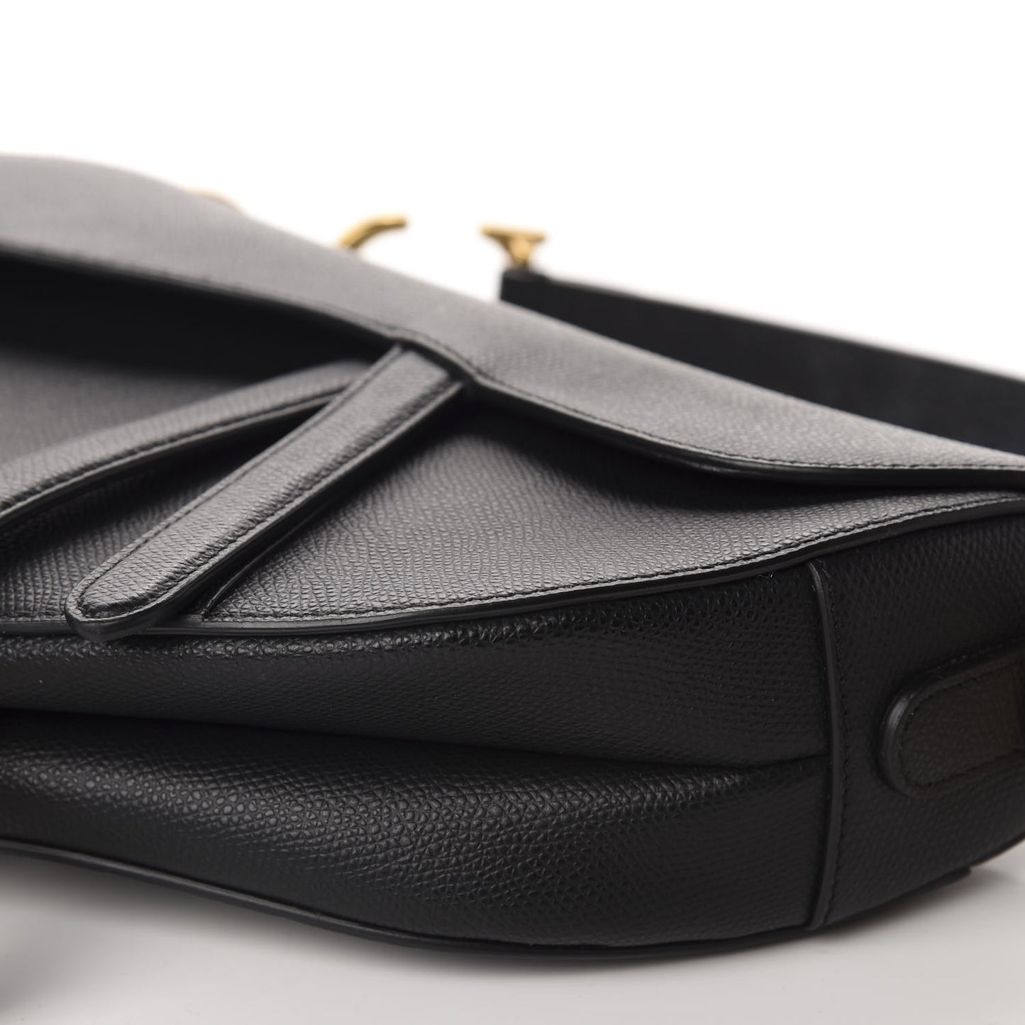 Grained Calfskin Saddle Bag Black