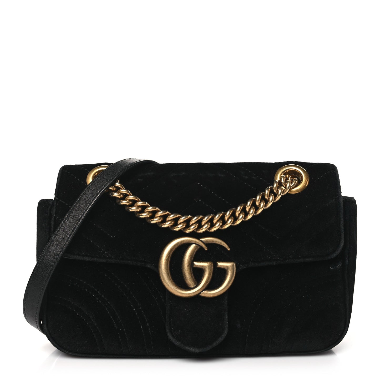 Velvet Matelasse Mini GG Marmont Shoulder Bag Black