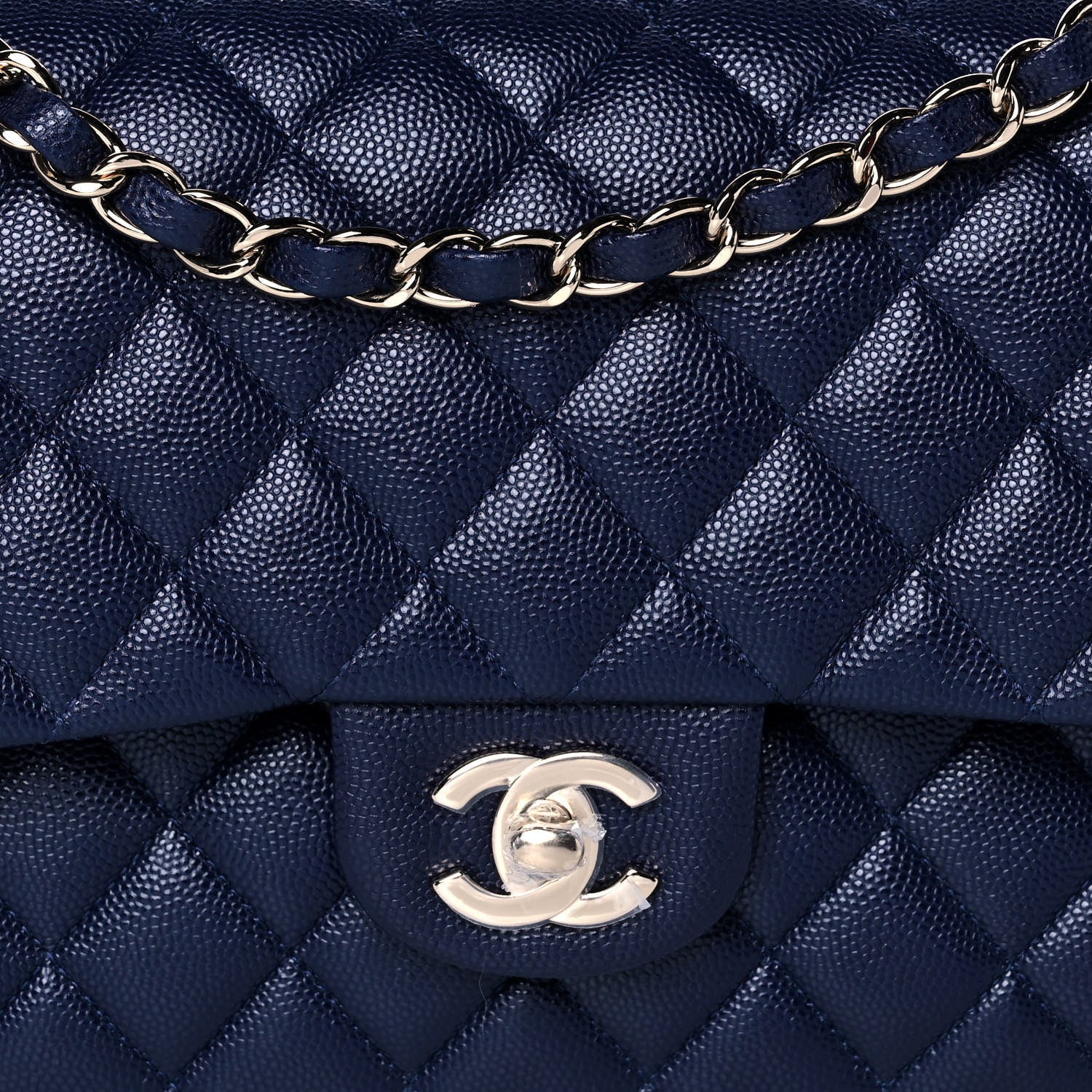 Chanel Caviar Quilted Medium Double Flap Dark Blue 8 of 12