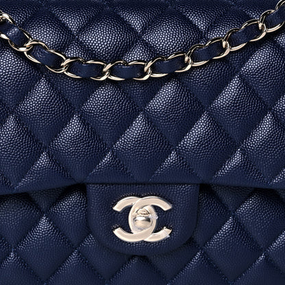Chanel Caviar Quilted Medium Double Flap Dark Blue 8 of 12