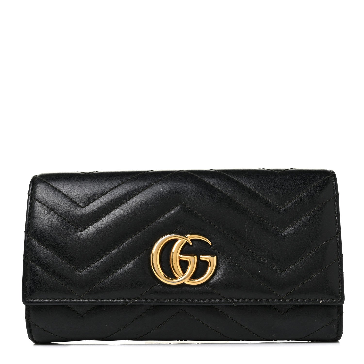 Gucci Calfskin Matelasse GG Marmont Continental Wallet Black 1 of 9