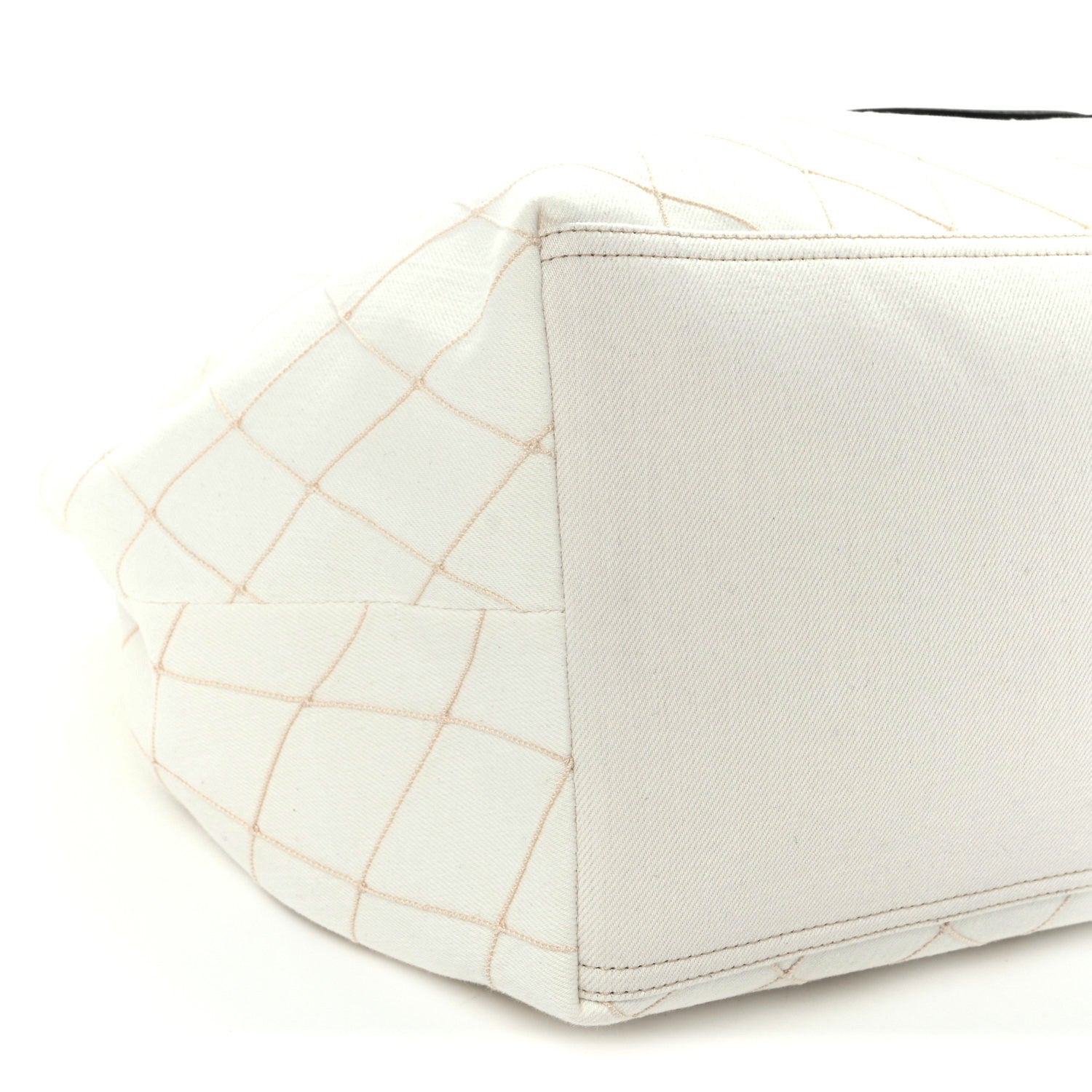 Chanel Denim Calfskin Quilted Coco Beach Small Shopping Tote White Black 10 of 11
