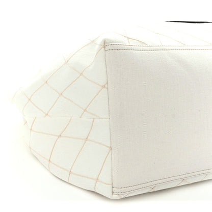 Chanel Denim Calfskin Quilted Coco Beach Small Shopping Tote White Black 10 of 11