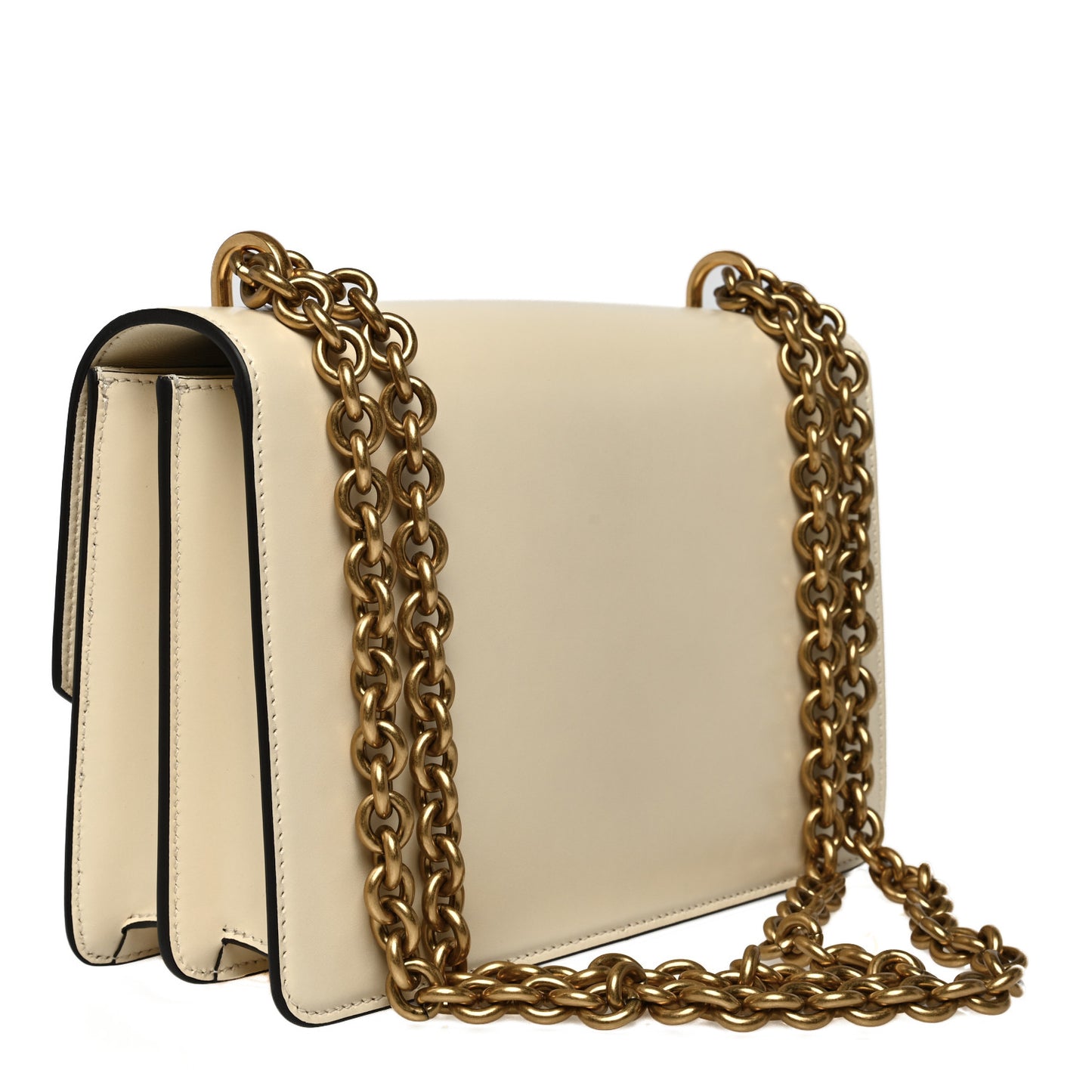 Vitello Vlogo Cutout Chain Shoulder Bag Light Ivory