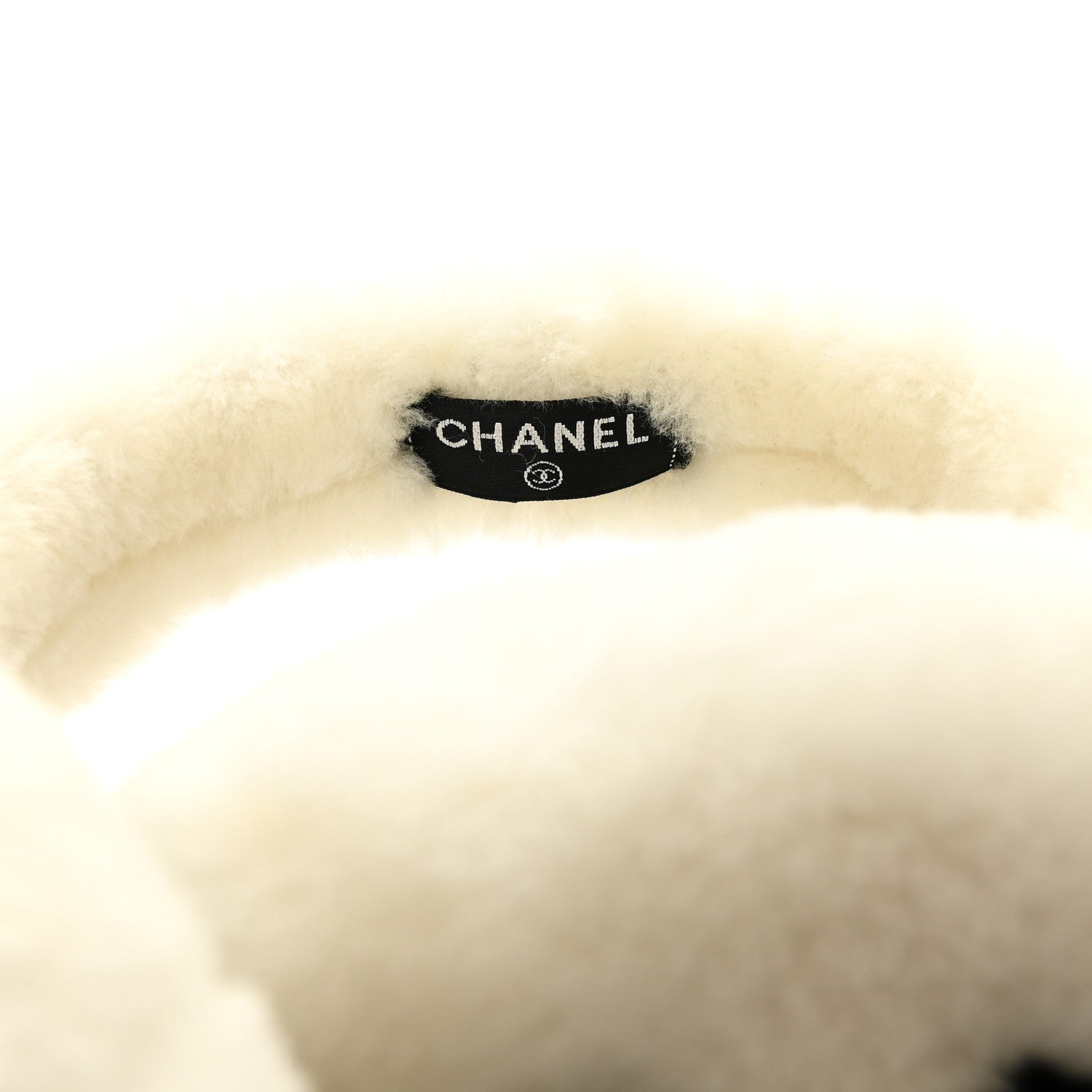 Chanel Shearling CC Bi-Color Ear Muffs White Black 1845550