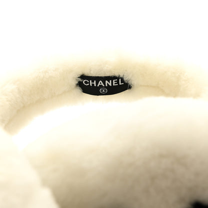 Chanel Shearling CC Bi-Color Ear Muffs White Black 5 of 5