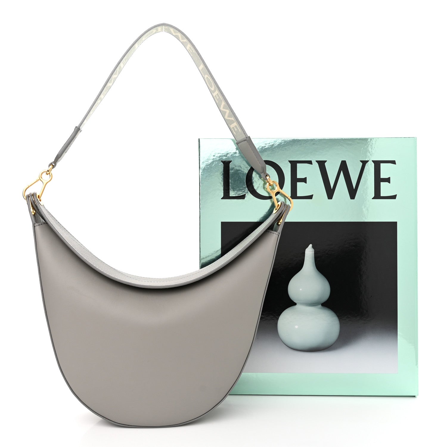 Loewe Satin Calfskin Jacquard Luna Bag Pearl Grey 10 of 10