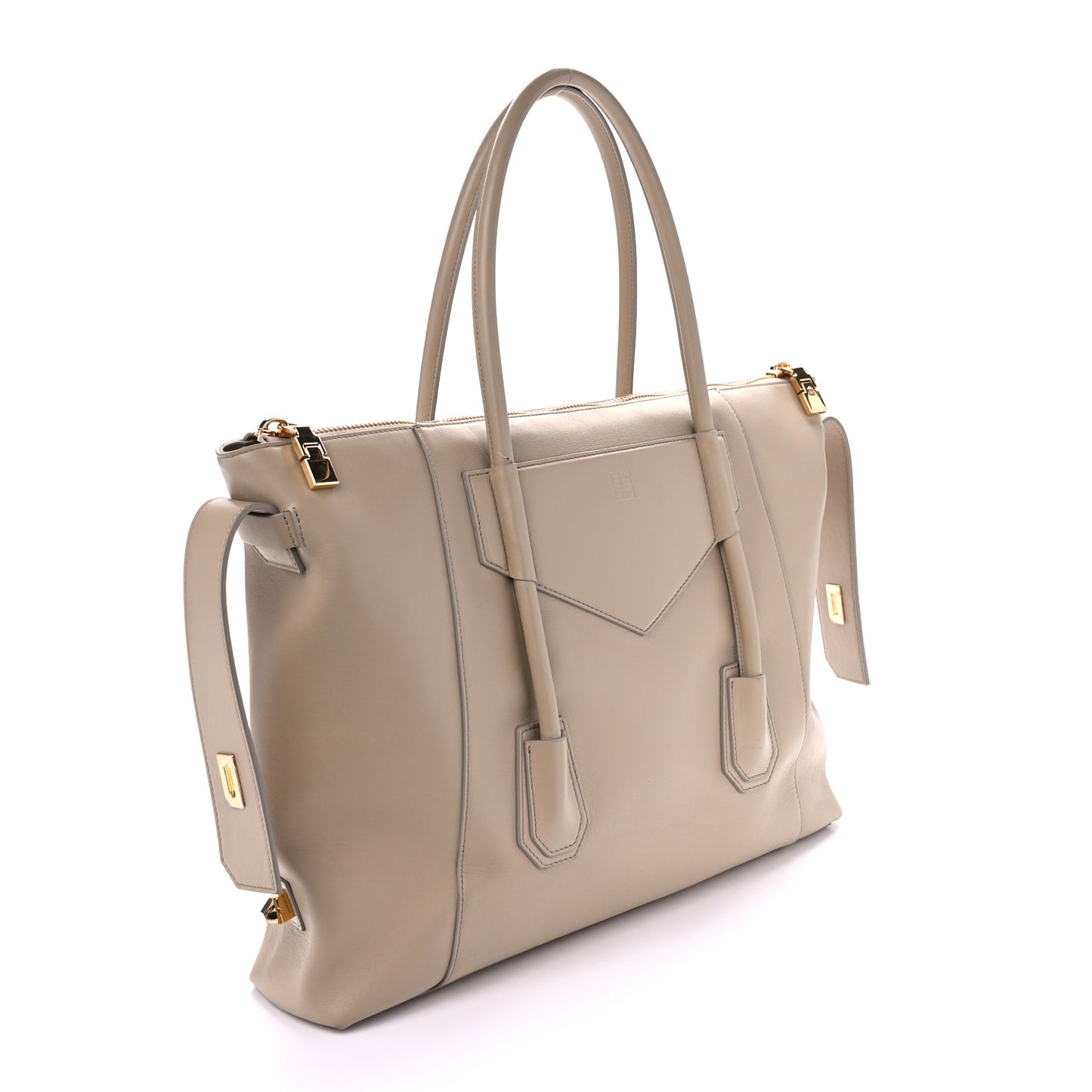 Smooth Calfskin Medium Antigona Lock Duffle Bag Beige