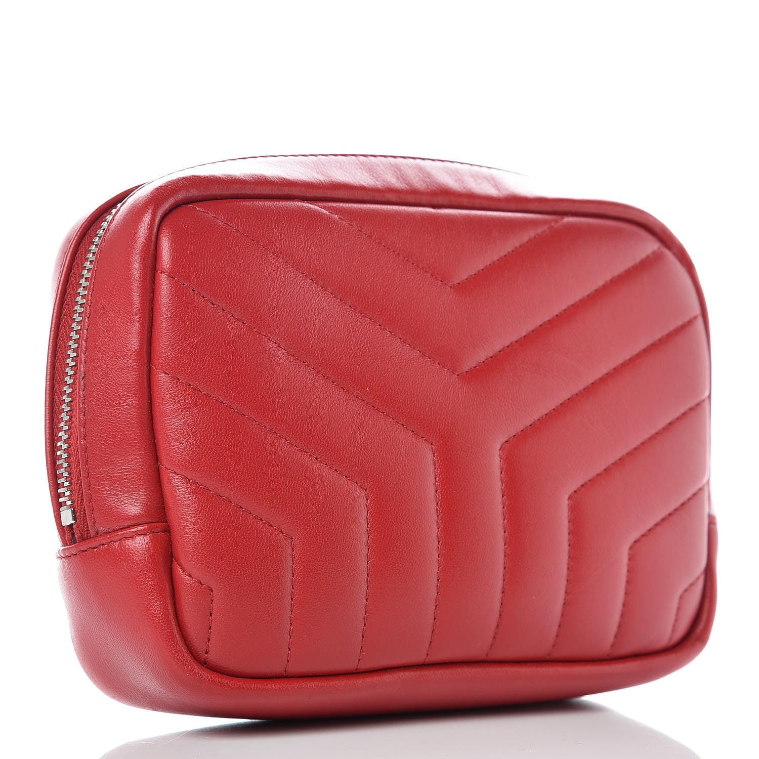 Saint Laurent Lambskin Y Quilted Monogram Loulou Cosmetic Case Rouge Orient 3 of 9