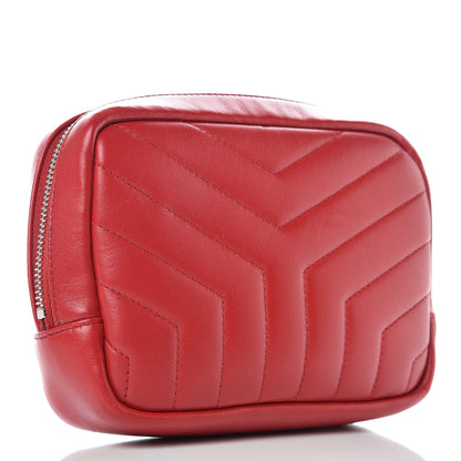 Saint Laurent Lambskin Y Quilted Monogram Loulou Cosmetic Case Rouge Orient 3 of 9