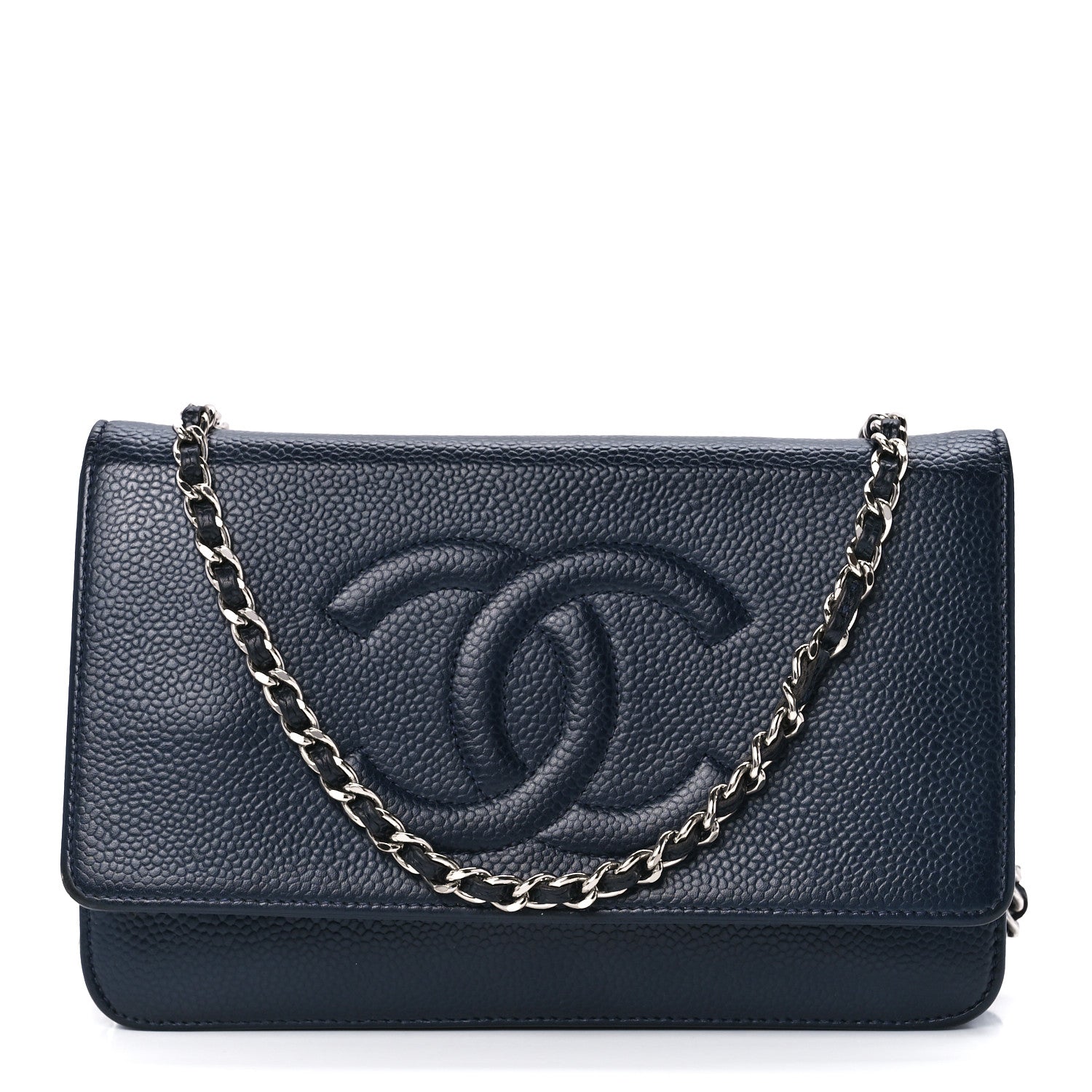 Chanel Caviar Timeless CC Wallet on Chain WOC Navy Blue 1 of 12