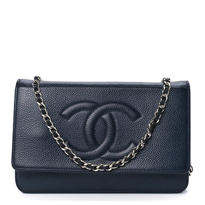 Chanel Caviar Timeless CC Wallet on Chain WOC Navy Blue 1 of 12
