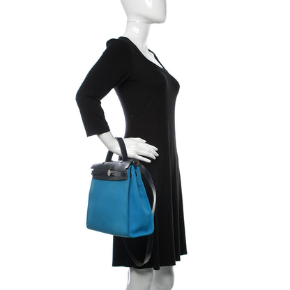 Hermes Vache Hunter Toile Herbag Zip 31 PM Bleu Zanzibar Bleu Indigo 2 of 16