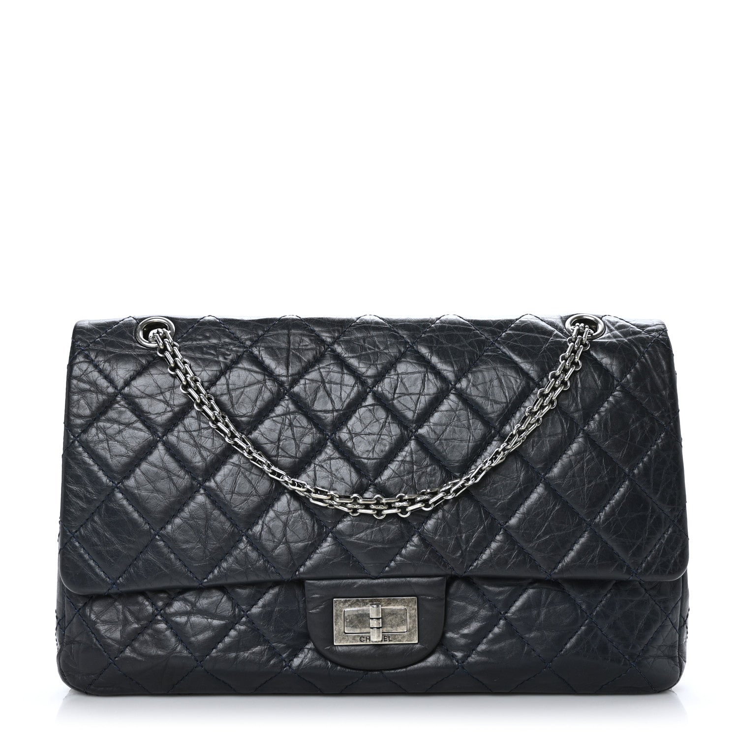 Chanel Aged Calfskin Quilted 2.55 Reissue 227 Flap Navy 1 of 9