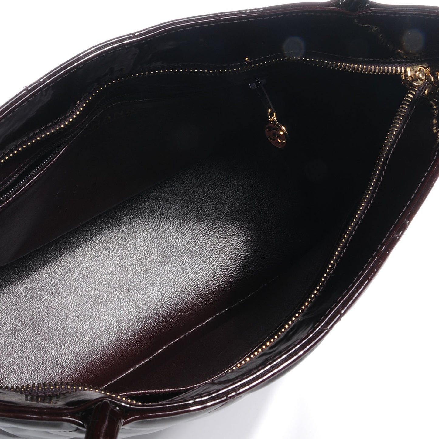 Patent Medallion Tote Bordeaux