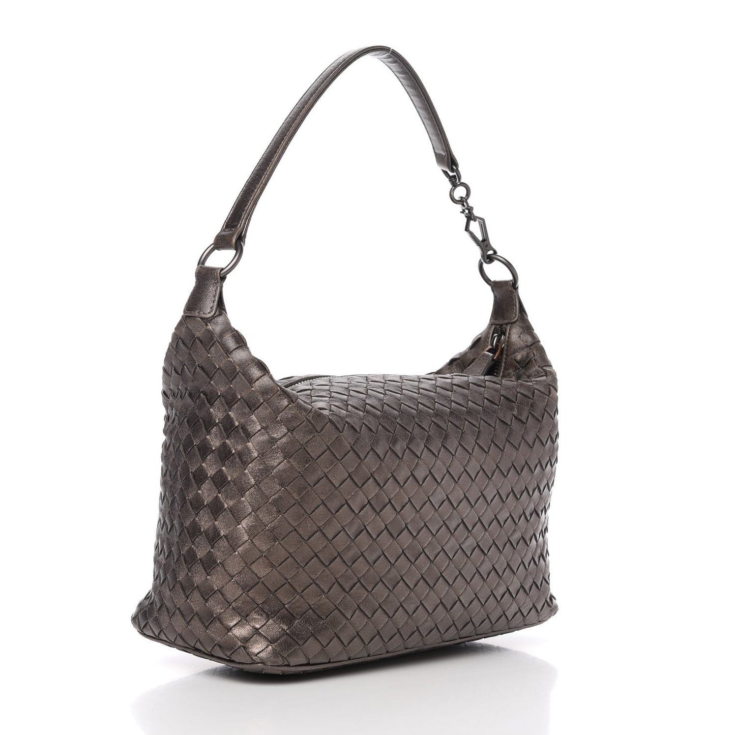 Metallic Nappa Intrecciato Small Shoulder Bag Steel