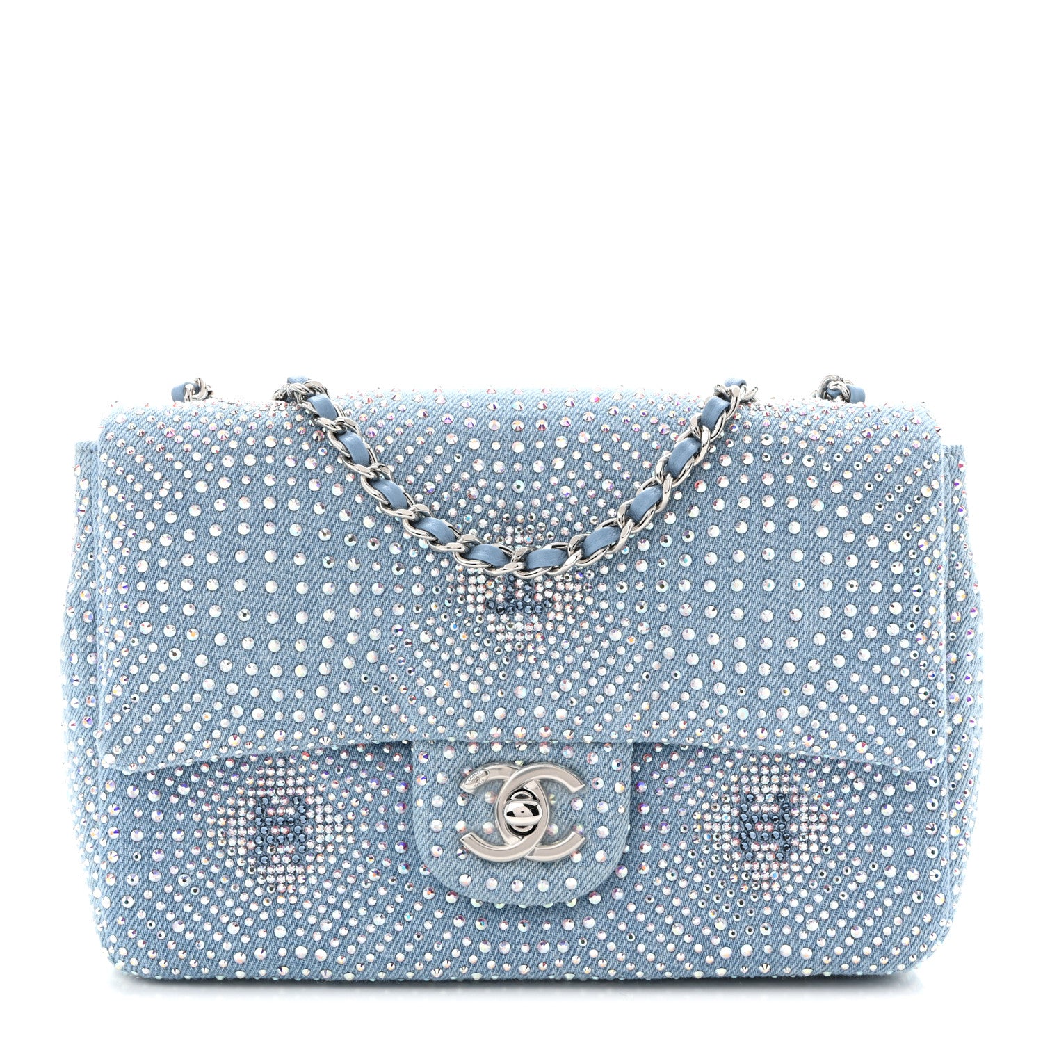 Chanel Denim Strass Evening Flap Bag Blue 1 of 11