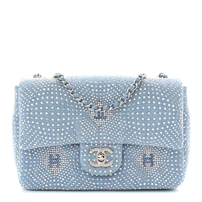 Chanel Denim Strass Evening Flap Bag Blue 1 of 11