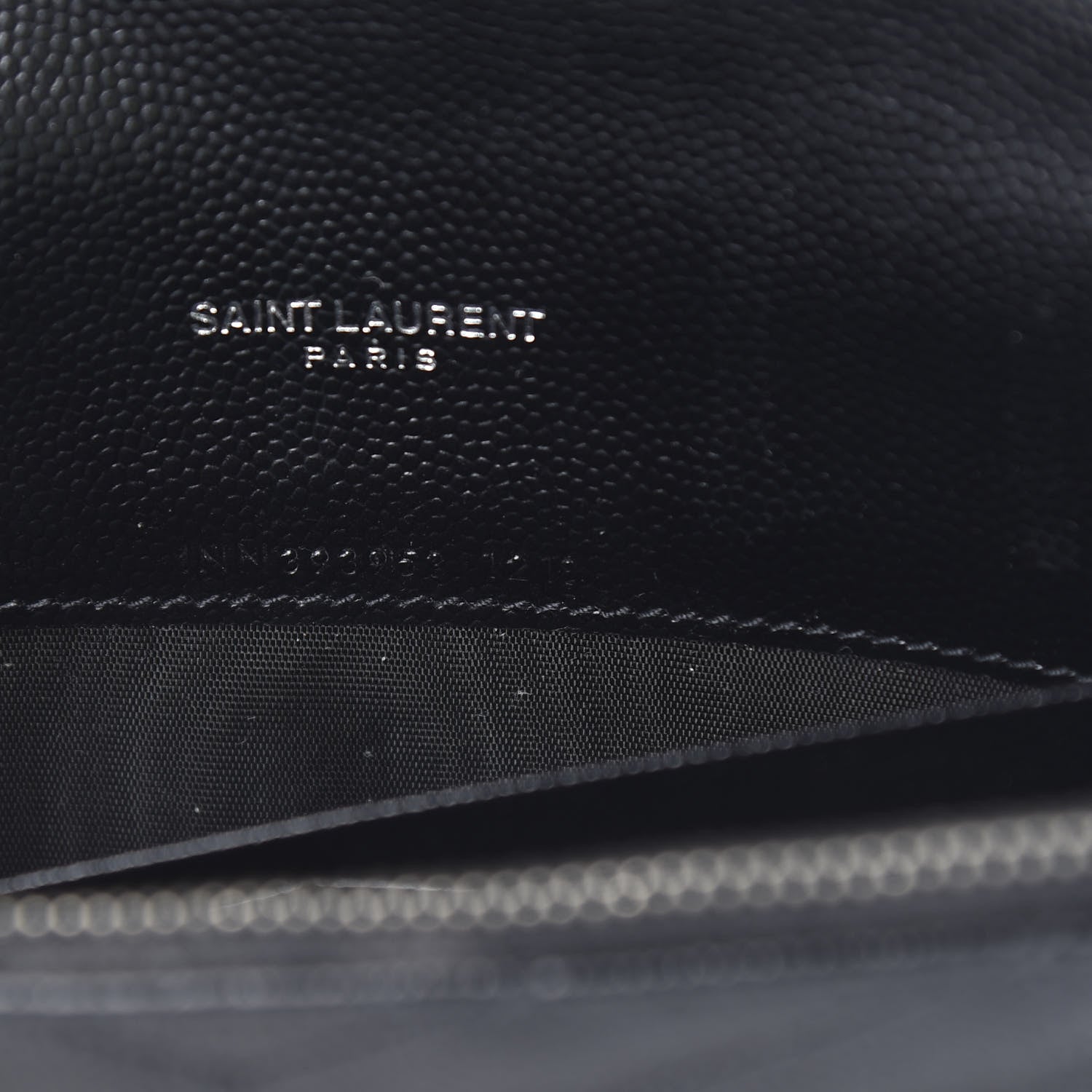 Saint Laurent Grain De Poudre Matelasse Chevron Monogram Envelope Chain Wallet Black 7 of 11