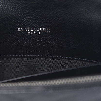 Saint Laurent Grain De Poudre Matelasse Chevron Monogram Envelope Chain Wallet Black 7 of 11