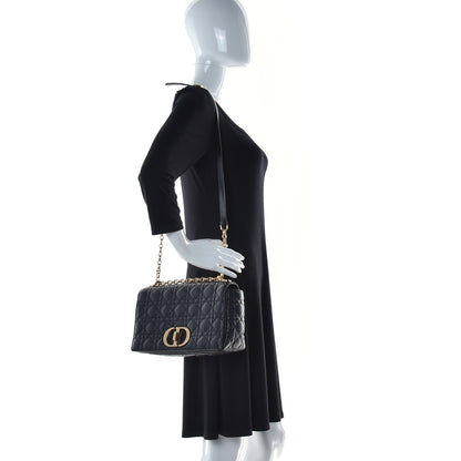 Christian Dior Grained Calfskin Cannage Large Caro Bag Black 2 of 15
