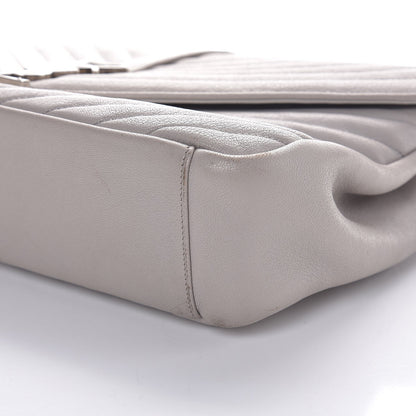 Saint Laurent Sheepskin Matelasse Chevron Monogram Large College Satchel Light Grey 13 of 14