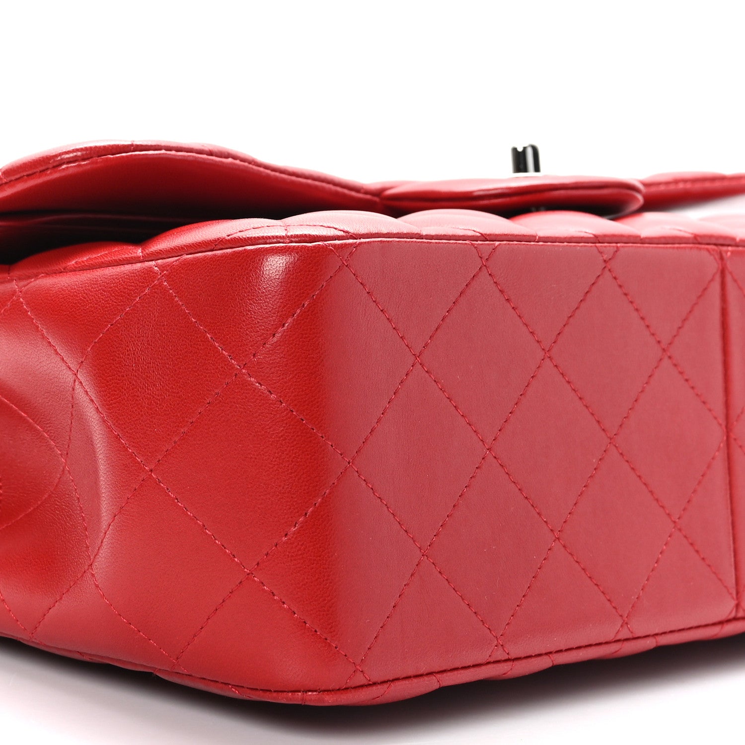 Chanel Lambskin Quilted Jumbo Double Flap Red 8 of 9