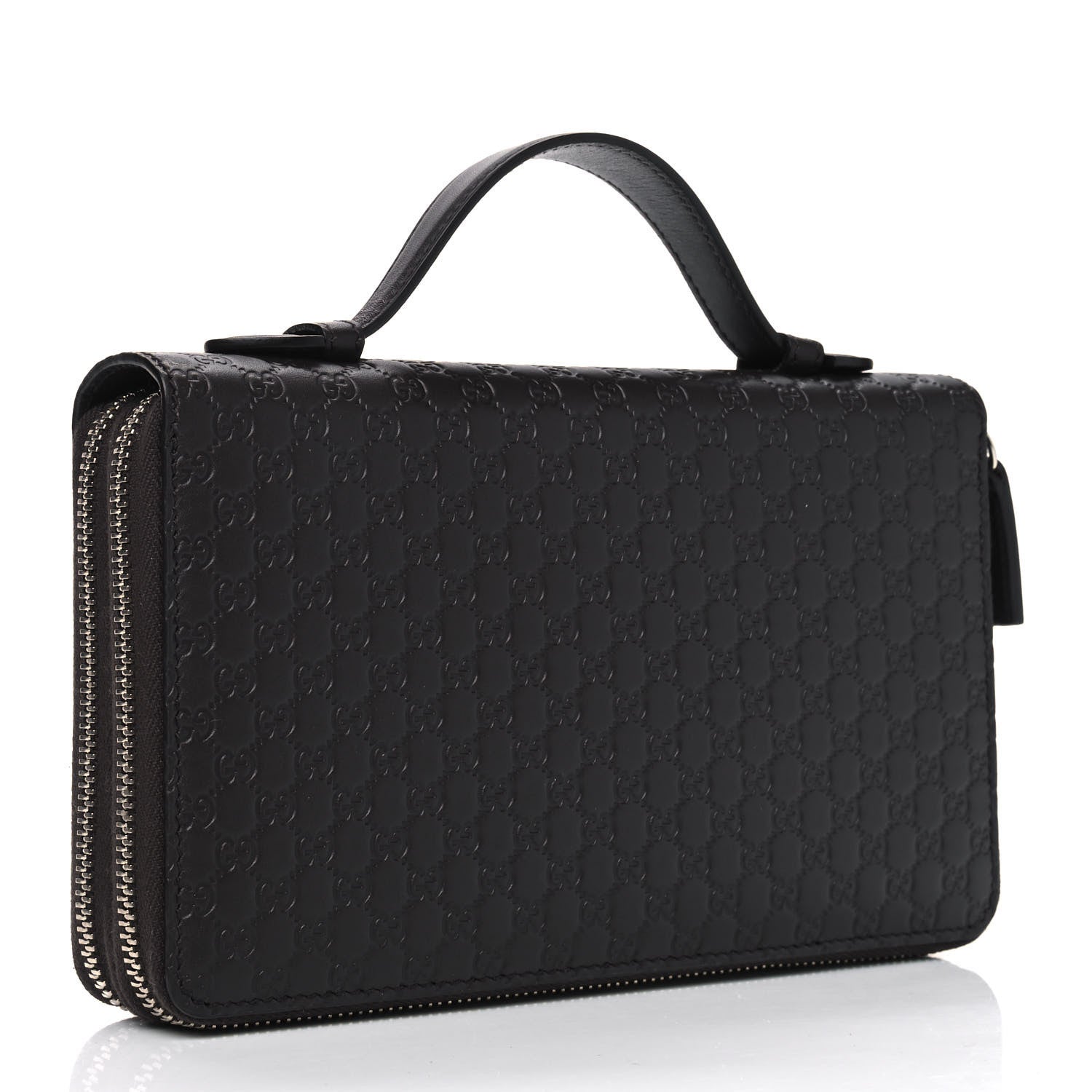 Gucci Soft Microguccissima Zip Around Top Handle Travel Wallet Carbon 2 of 4