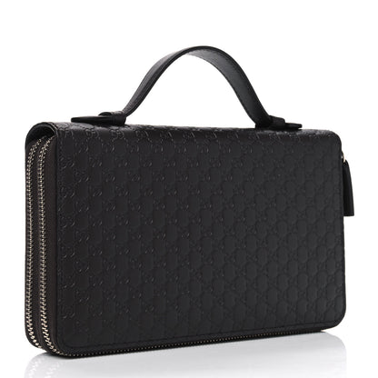 Gucci Soft Microguccissima Zip Around Top Handle Travel Wallet Carbon 2 of 4