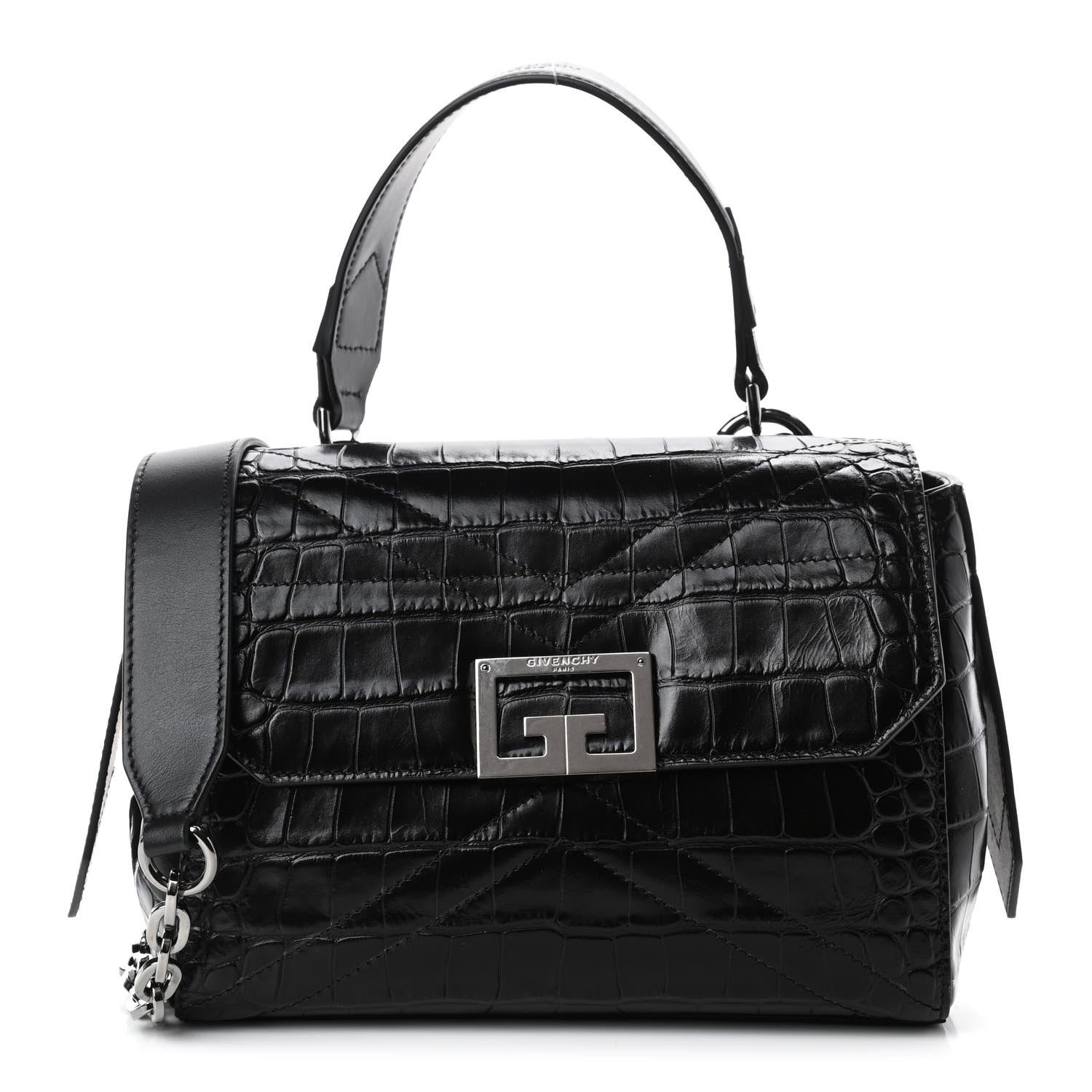 Givenchy Crocodile Embossed Calfskin Small ID Flap Black 1 of 4