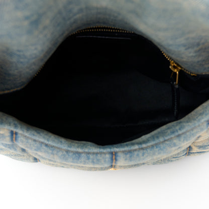 Saint Laurent Denim Quilted Small Loulou Puffer Monogram Chain Satchel Blue Cinnamon 5 of 10