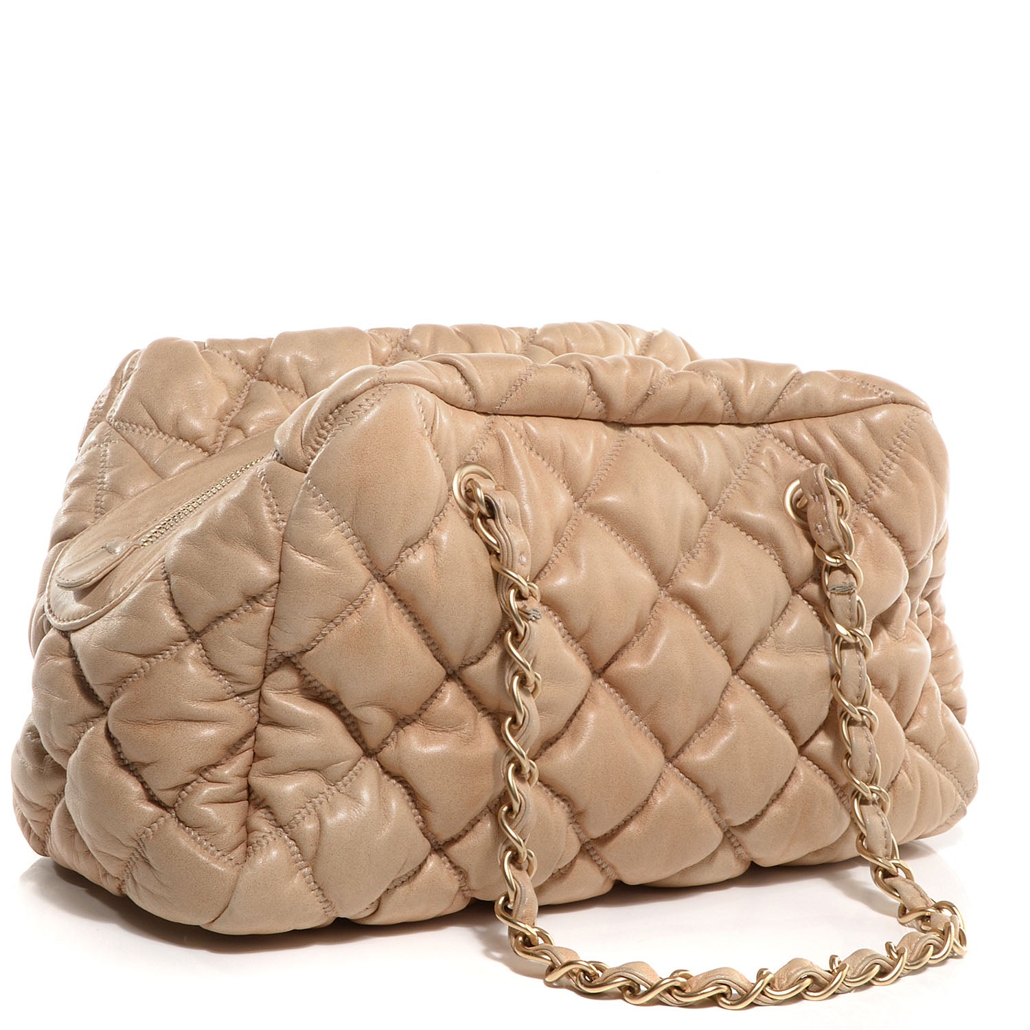 Chanel Lambskin Bubble Quilt Bowler Beige 3 of 10
