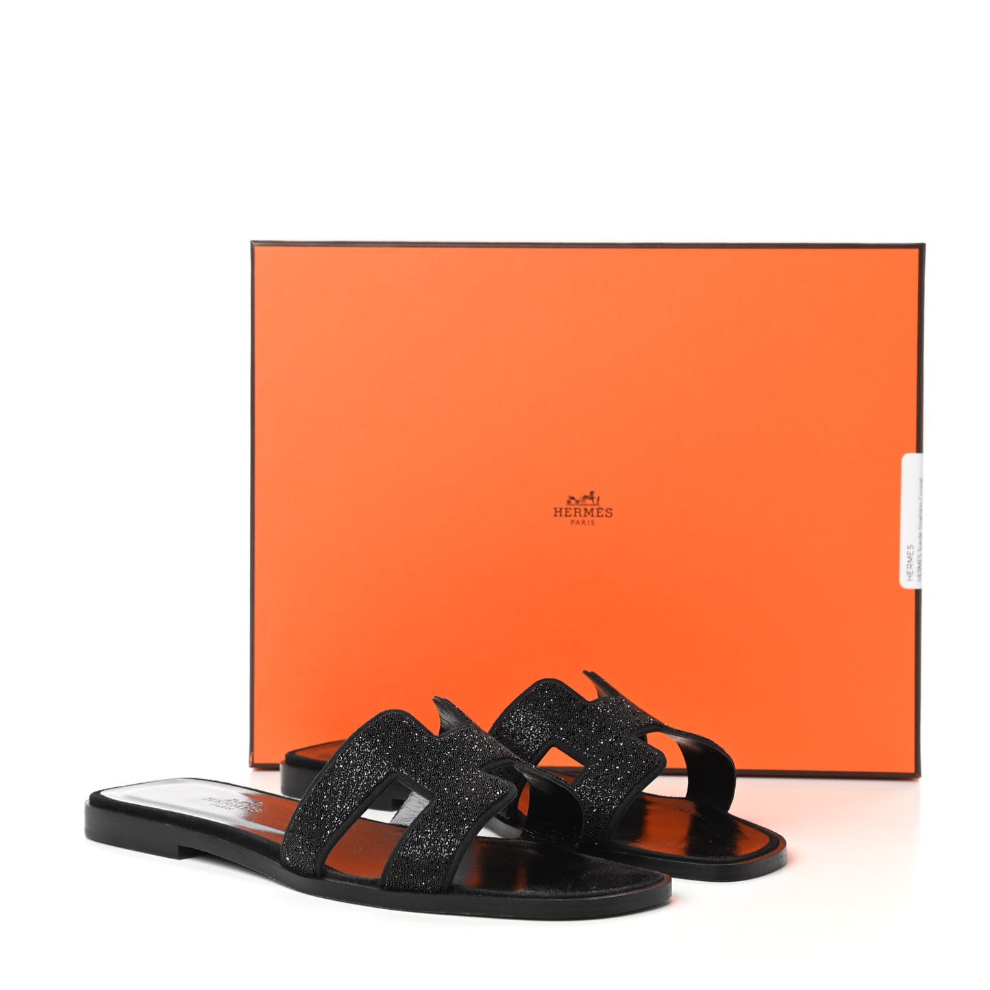 Suede Goatskin Crystal Powder Oran Sandals 38 Black