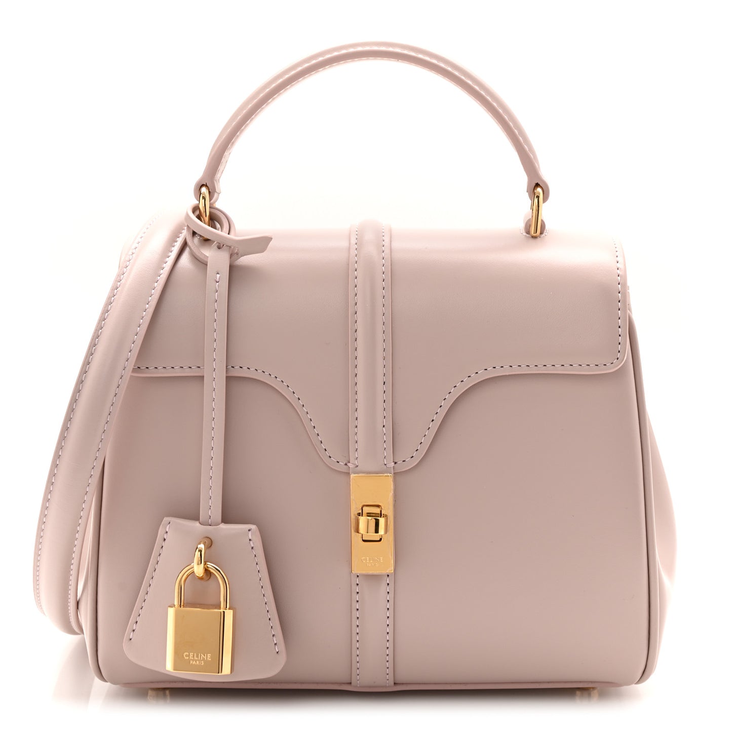 Satinated Calfskin Mini 16 Top Handle Bag Bleached Pink