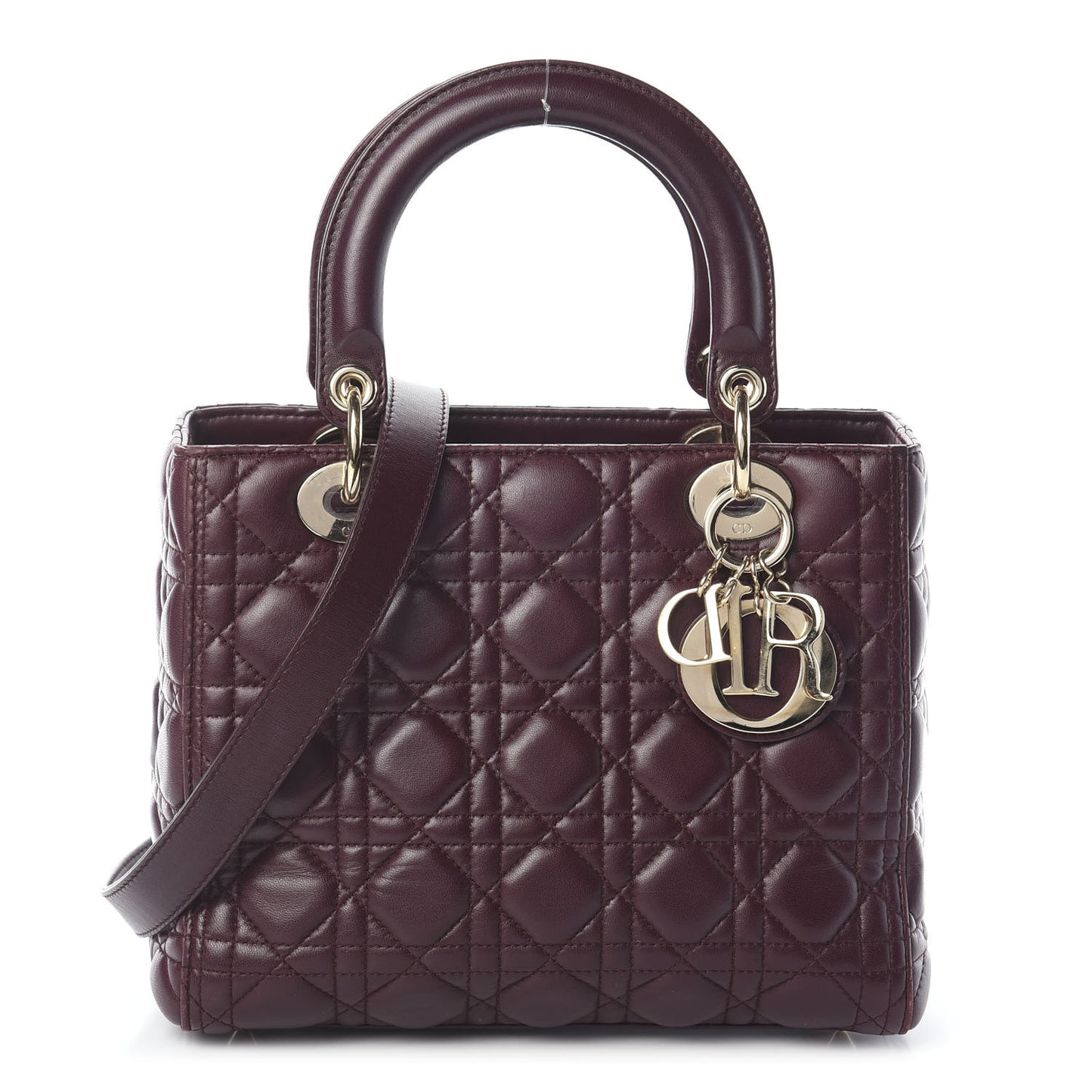 Lambskin Cannage Medium Lady Dior Burgundy