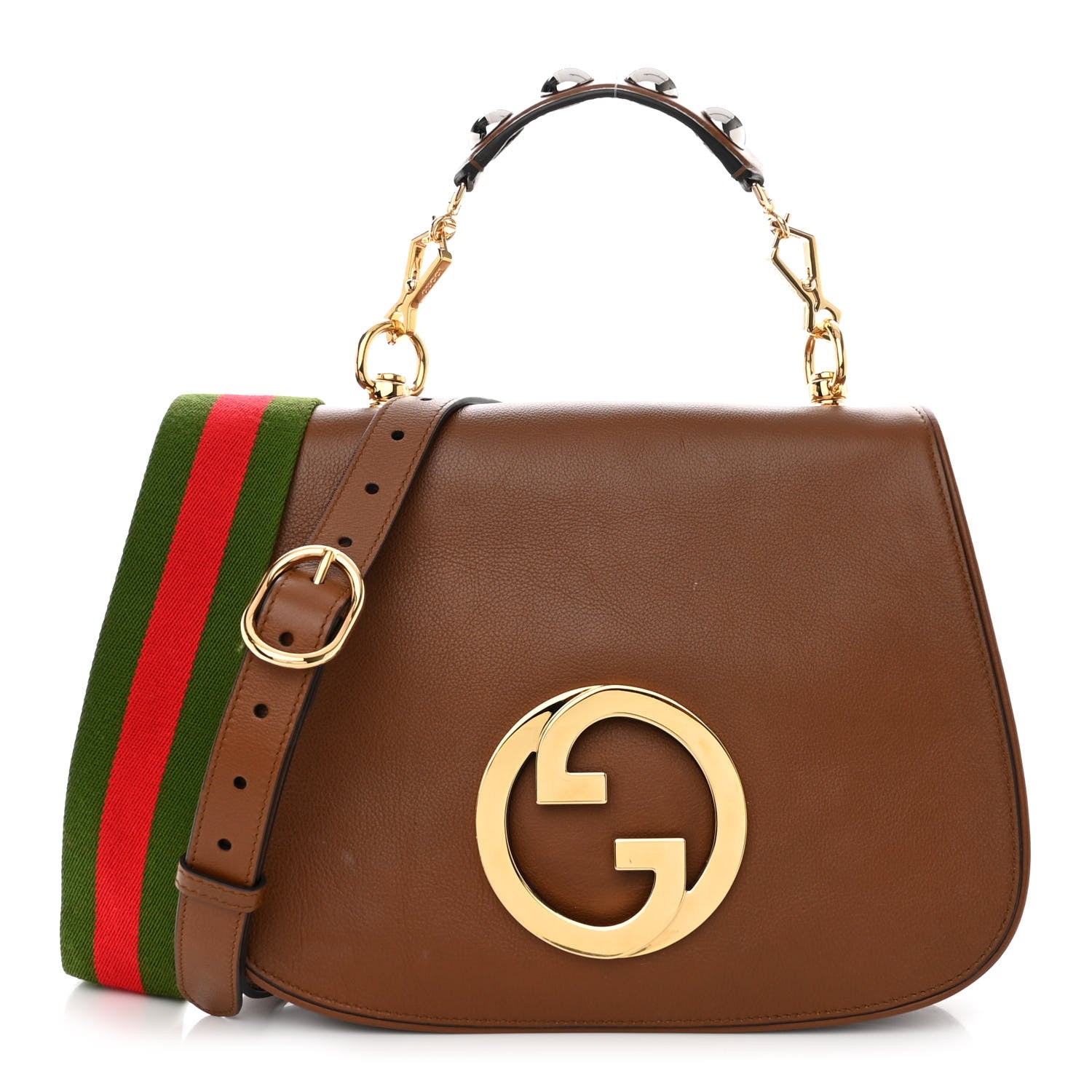 Gucci Roxy Calfskin Web Medium Blondie Top Handle Shoulder Flap Bag Cuir 1 of 12