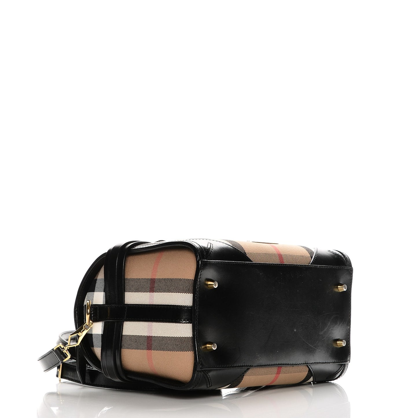 House Check Bridle Calfskin Medium Alchester Bowling Bag Black