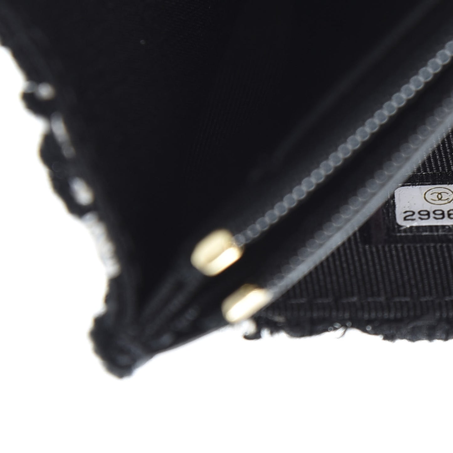 Tweed Quilted Wallet On Chain WOC Black Ecru White