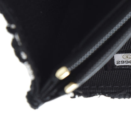 Chanel Tweed Quilted Wallet On Chain WOC Black Ecru White 8 of 10
