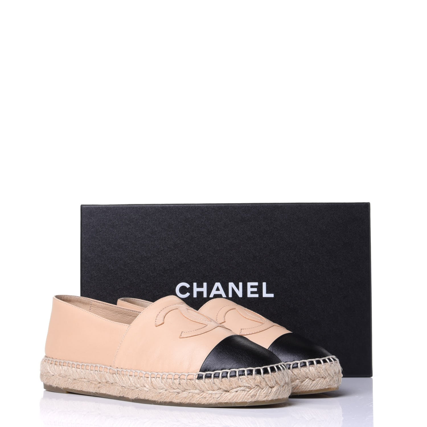 Chanel Lambskin CC Espadrilles 38 Beige Black 11 of 11