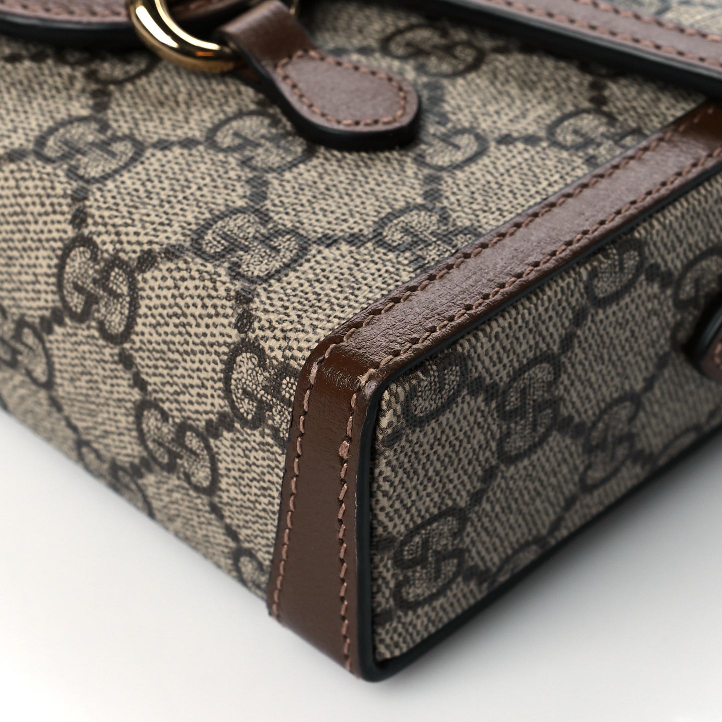GG Supreme Monogram Mini Horsebit 1955 Shoulder Bag Beige Brown Sugar